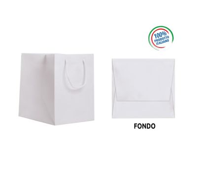 H127 SACCHETTO CON MANICO IN CORDA BIANCO 26X25X32