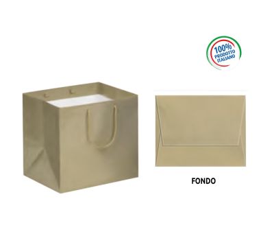 H130 SACCHETTO CON MANICO IN CORDA PLATINO/ORO 26X25X32