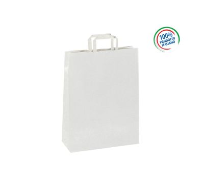 H070 CARTA KRAFT BIANCO-MANIGLIA PATTINA BIANCA  23X10X32