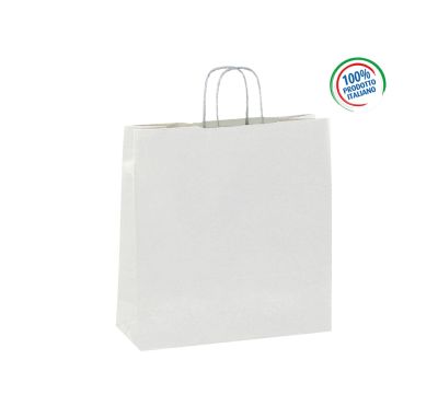 H085 CARTA KRAFT BIANCO-MANIGLIA RITORTA BIANCA 26X11X34 BIANCA